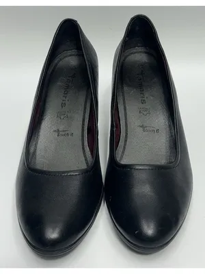 Tamaris Leather Pumps Heels Womens 40/9 Black Memory Foam insole shock absorber thumbnail 3