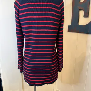 Lauren Ralph Lauren Navy and Red Striped Knit Sweater thumbnail 2