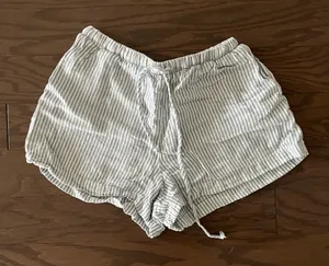 Striped White and Blue Tie Women's Shorts thumbnail 1