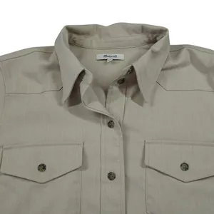 Madewell Womens‎ Size 14 Western Shirt Beige Twill Button Down Flap Pockets thumbnail 3