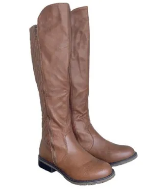 Charlotte Russe boots faux brown leather riding style quilted pattern thumbnail 1