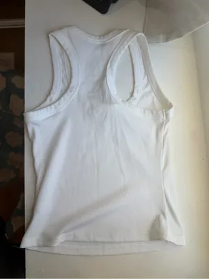 White Ribbed Racerback Tank Top thumbnail 2