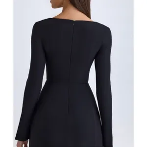 Oh Polly Taesha Square-Neck Structured Tulip Mini Dress Black Size 4 New CLM thumbnail 3