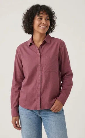 Pact Organic Cotton Relaxed Slub Long Sleeve Button Up Size L thumbnail 1