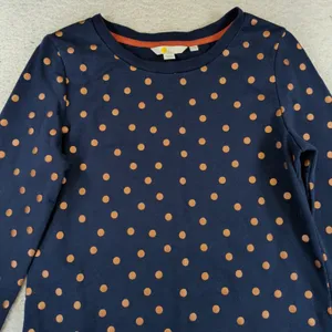 Boden Navy Blue Copper Metallic Polka Dot Cotton Long Sleeve Tunic Dress US 4R thumbnail 7