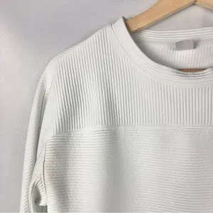 Gap Fit White Thick Ribbed‎ Crewneck Sweatshirt XS thumbnail 3