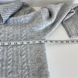 GAP Women's Forever Cozy‎ Cowl Neck Cable-Knit Sweater Heather Grey thumbnail 7