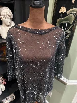 Sheer Silver Star Stretchy Shirt/Dress – One Size (XS–2XL Fit) thumbnail 3