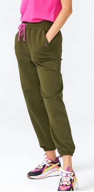 NWT Terez New Yorker Hunter Green Wear what makes you happy Sweatpants Size M thumbnail 1