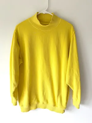Aerie Yellow Mock Neck Ribbed Pullover Side Pockets Oversized Baggy Loungewear thumbnail 1