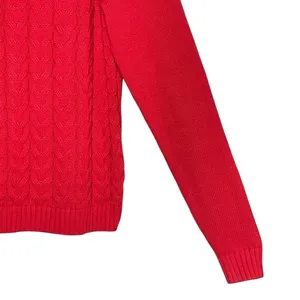 VTG Lands’ End Drifter Cotton Sweater L Red Orange Pink Colorblock Cable Knit thumbnail 7