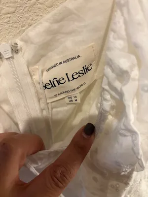 NWT Selfie Leslie Hayden Puff Sleeve Eyelet Embroidery Dress White thumbnail 3