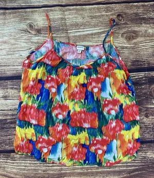 Merona Women's Top Size XL Vibrant Floral Sleeveless String Top thumbnail 1