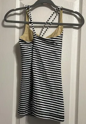Lululemon Free to be Black & White Striped Tank thumbnail 4