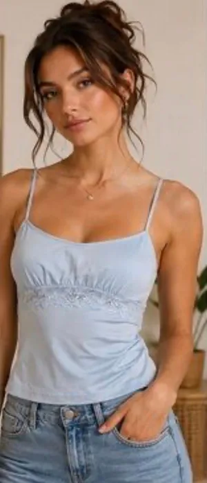 Wild Fable Baby blue lace trim cami tank top thumbnail 1