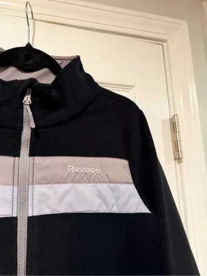 NWT Reebok Size M Black Full Zip Fleece Jacket Retro Colorblock Outdoor Active thumbnail 5