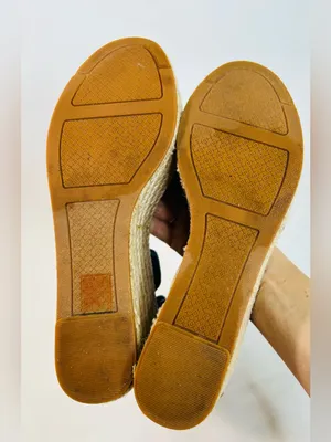 Tory Burch Frieda Espadrille Wedge Sandals in Navy Blue and Tan size 9 thumbnail 9