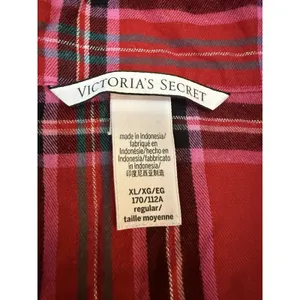 Victoria's Secret Plaid PJ Pajama Set Size XLarge Red Pink Drawstring Button up thumbnail 2