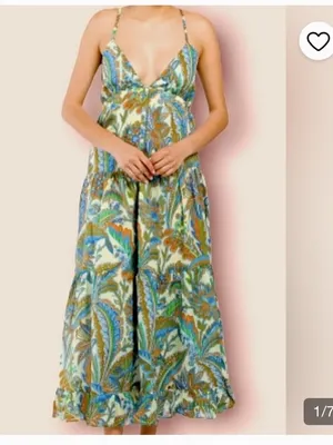 House of Harlow 1960 Green Blue Orange Paisley Lined Dress 100% cotton thumbnail 3