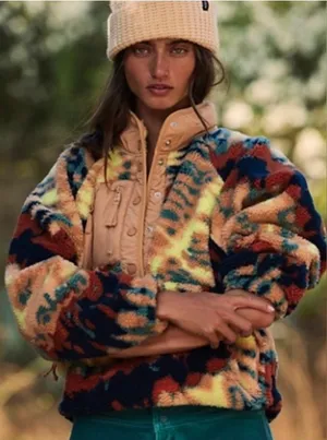 Free People FP Movement Gorpcore Hit the Slopes Printed Pullover Oasis Combo xs thumbnail 1