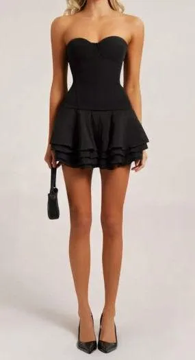Revolve BRAND NEW WITH TAGS - Heiress Beverly Hills - New with tags BLACK CORSET CHIFFON FLARED MINI DRESS thumbnail 1