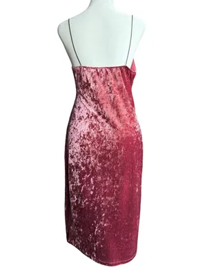 Active‎ USA Maroon Velvet Slip Dress Sz L thumbnail 5