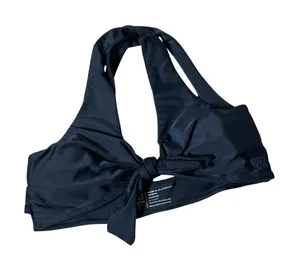 Albion Fit Front Tie Knot Bikini Top Women S Black Halter Wrap Swimwear Solid thumbnail 1