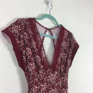 Free People Sweet Talker Lace Mini Dress Size XS Burgundy Floral 90s Grunge Boho thumbnail 9