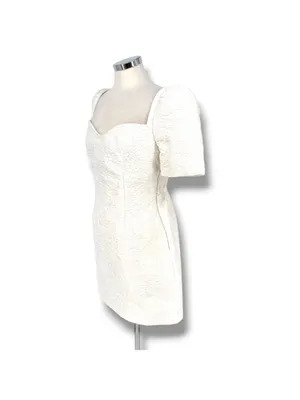 Elliatt Feminise Textured Puff Sleeve Sweeetheart Mini Dress White Size XL thumbnail 4