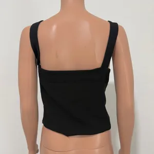 Express large square neck button front fitted vest suit top TS 3545 thumbnail 6