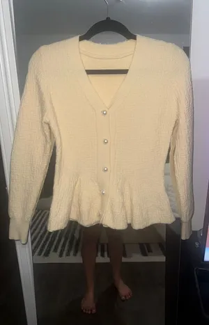 H&M Blouse Beige Long Sleeve thumbnail 1