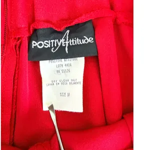 Vintage Red 2 Piece Pant Suit‎ Asymmetrical Button Blazer Pleated Trousers 1980s thumbnail 11