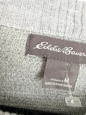 Eddie Bauer knit gray crewneck pullover sweater size medium mountains hiking thumbnail 2
