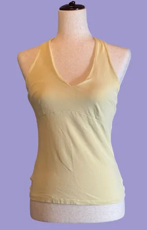 Ann Taylor Medium Yellow Cotton Spandex Halter Top thumbnail 1
