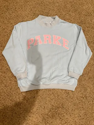 Parke Varsity mockneck sweatshirt birthday blue and pink L/XL thumbnail 1