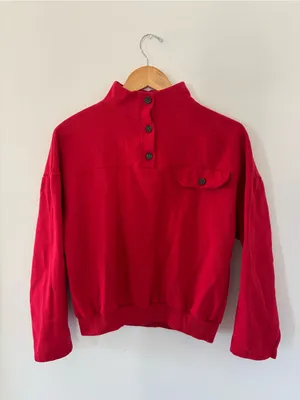 Red Quarter Button Up Sweatshirt thumbnail 2