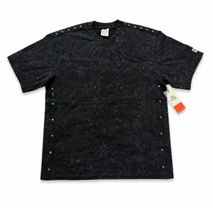 Hype Market45 Black Acid Wash Studded T-Shirt – Men’s thumbnail 1