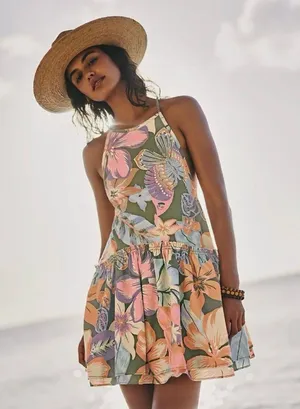 Free People Desert Island Mini Dress in Rainforest Combo size Medium, NWT thumbnail 1