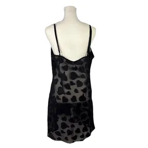 Victoria's Secret Black Sheer Nightie Slip Sexy Sz L Hearts thumbnail 11