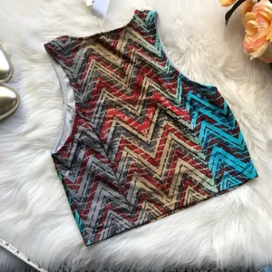 Lovers + Friends Aztec Crop Top NWT Rust Aqua thumbnail 3
