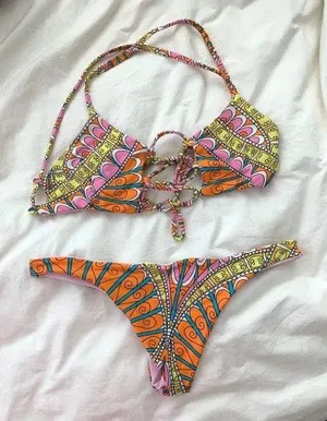 Pink Patterned Bikini thumbnail 1
