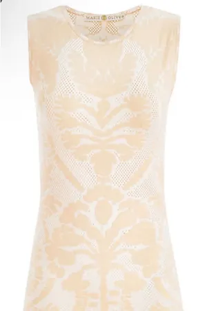 Marie‎ Oliver Melba Tank Opal Damask Jacquard Pointelle Knit Top M thumbnail 1