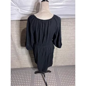 Universal Thread Womens Black V-Neck Puff Sleeve Empire‎ Waist Mini Dress Large thumbnail 3