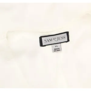 Sam & Jess Womens Woven Petite Puff-Sleeve Top New Ivory Off White PL thumbnail 5