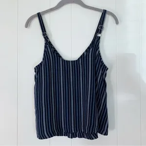 Hollister Blue Stripe Button Up Tank Top M thumbnail 2