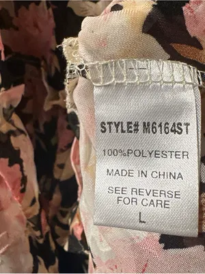 N99 Miley and Molly- Floral Ruffle Blouse in Pink and Cream on Black thumbnail 4