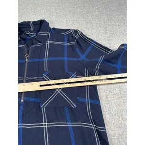 Abercrombie & Fitch Medium Womens Blue Plaid Shirt Dress‎ Long Sleeve Zip Collar thumbnail 11