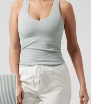 Athleta Aurora Ribbed Tank Top Womens size small coast Gray V-Neck Camisole Yoga thumbnail 1