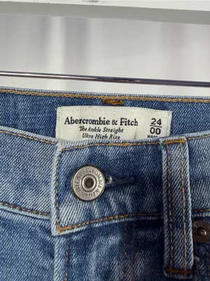 Abercrombie & Fitch The Ankle Straight Ultra High Rise Jean in Blue Size 24 thumbnail 3