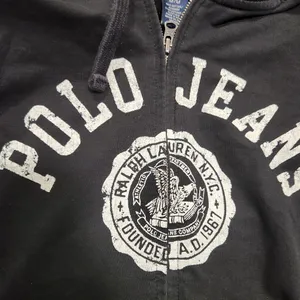 Vintage Ralph Lauren MFG Polo Jeans Company Black Full Zip Hoodie Size M thumbnail 2